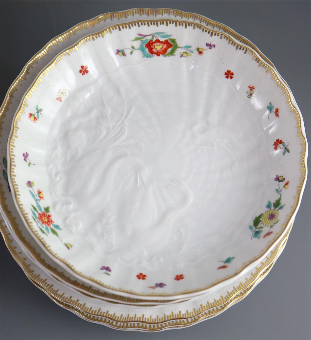 A group of modern Meissen copies of the Swan service, post-war,